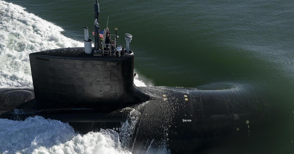 Virginia class submarine on the surface